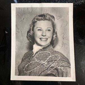 Vintage June Allyson Black & White Signed Headshot Photograph 5x4 Inch